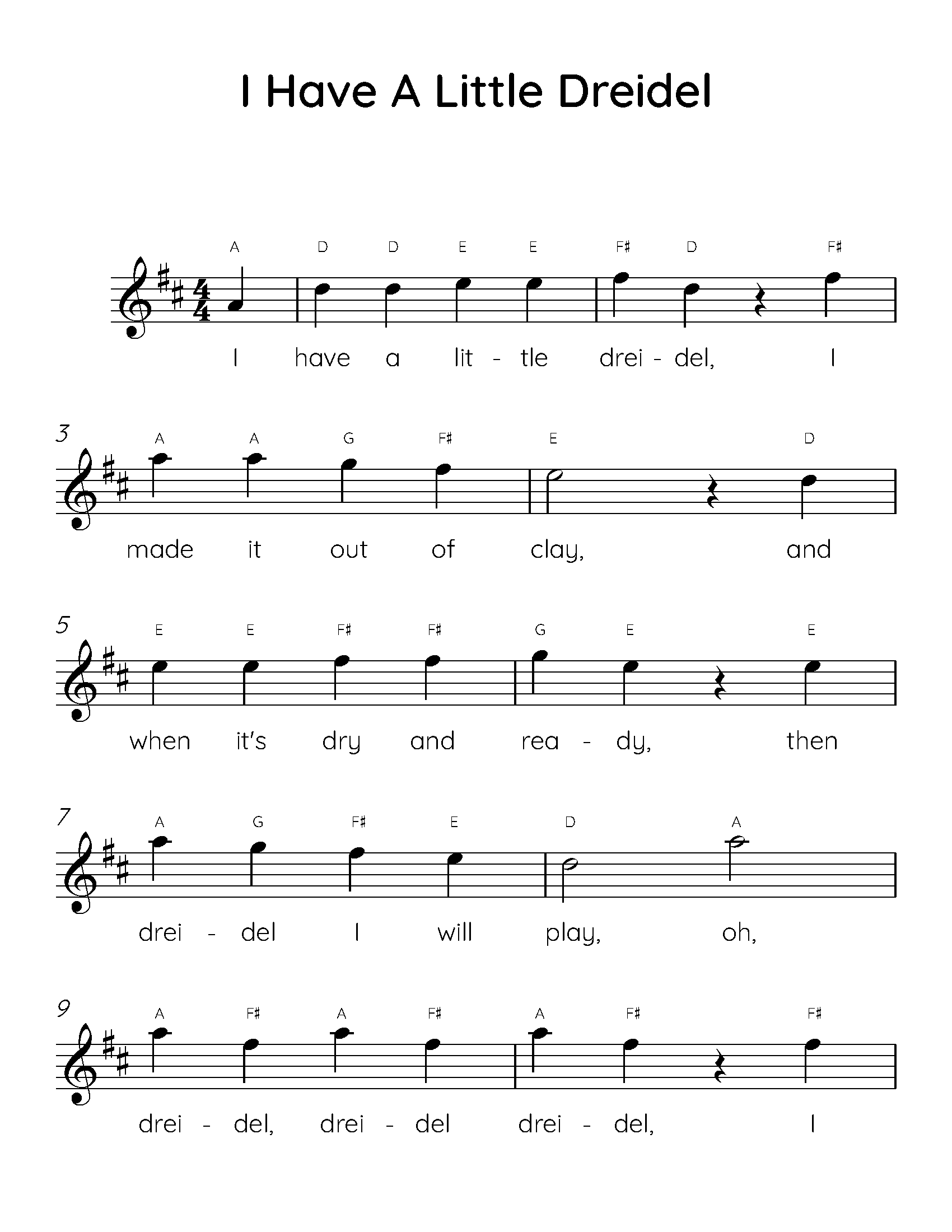 I Have A Little Dreidel Easy Piano Sheet Music