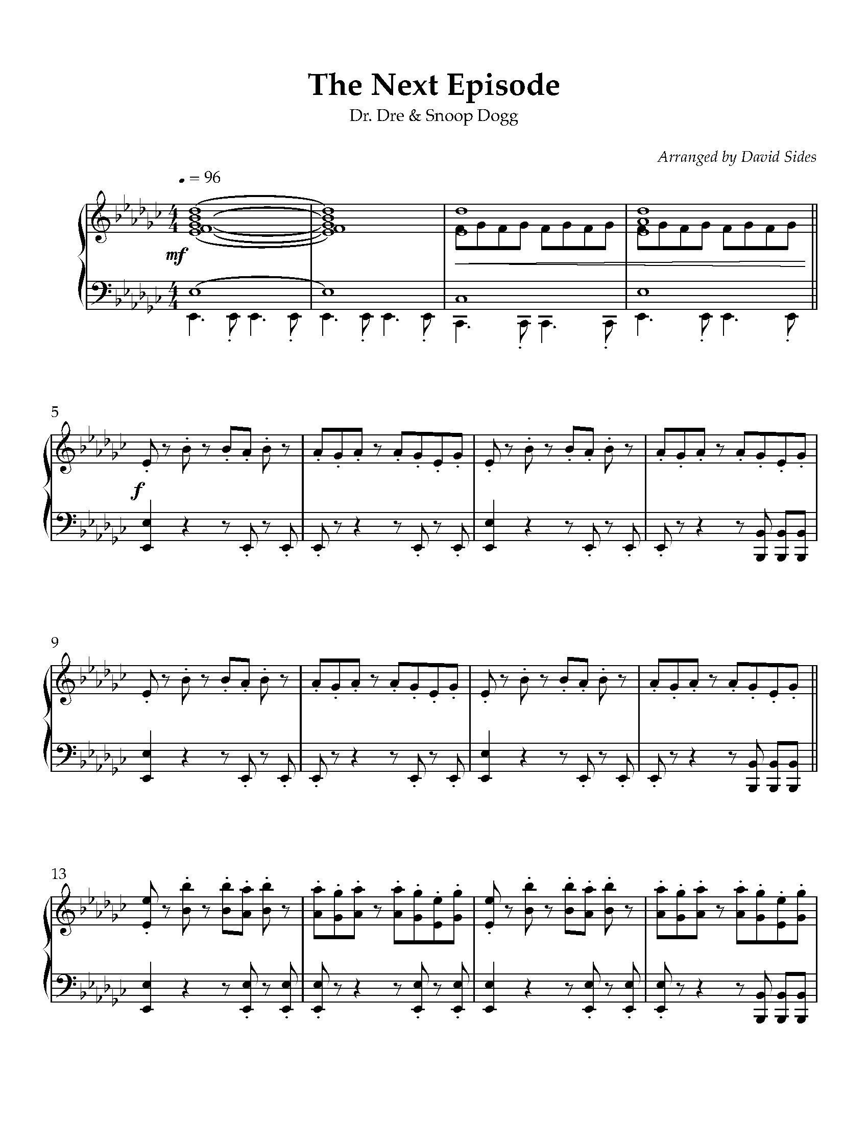 The Next Episode Dr Dre Ft Snoop Dogg Piano Sheet Music The Next Episode Dr Dre Ft Snoop Dogg Piano Sheet Music