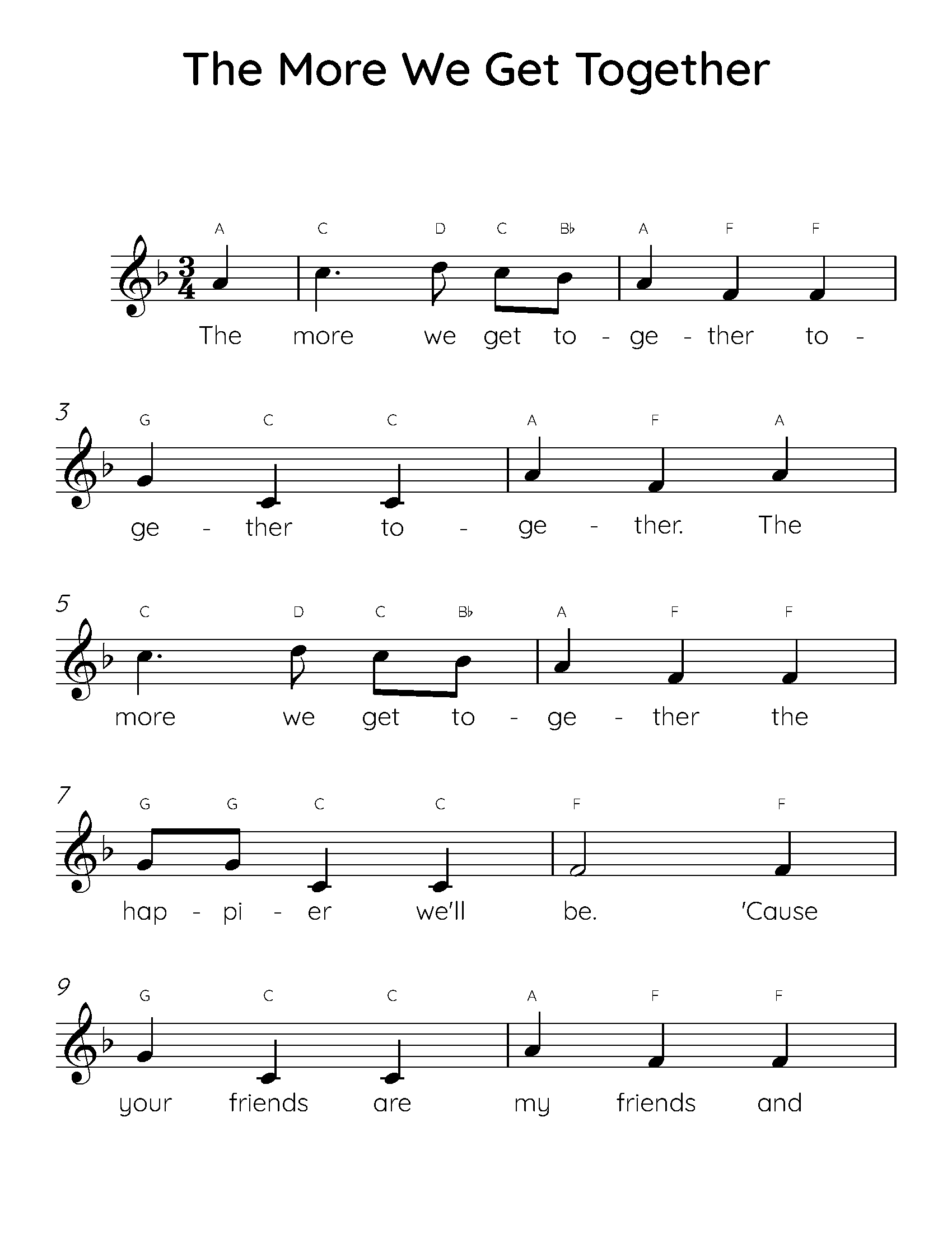 the-more-we-get-together-easy-piano-sheet-music for Free Printable Music Notes For Piano The More We Get Together Easy Piano Sheet Music for Free Printable Music Notes For Piano