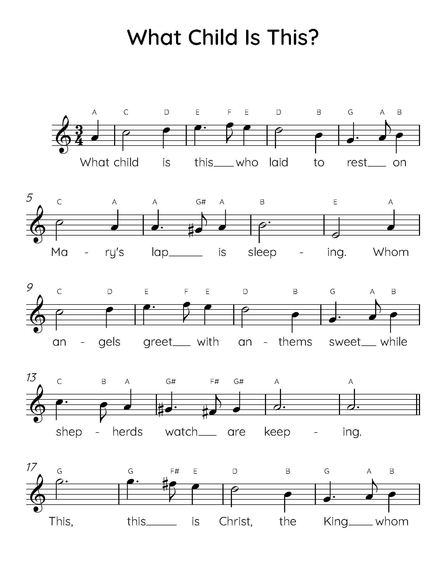 What Child Is This Easy Piano Sheet Music