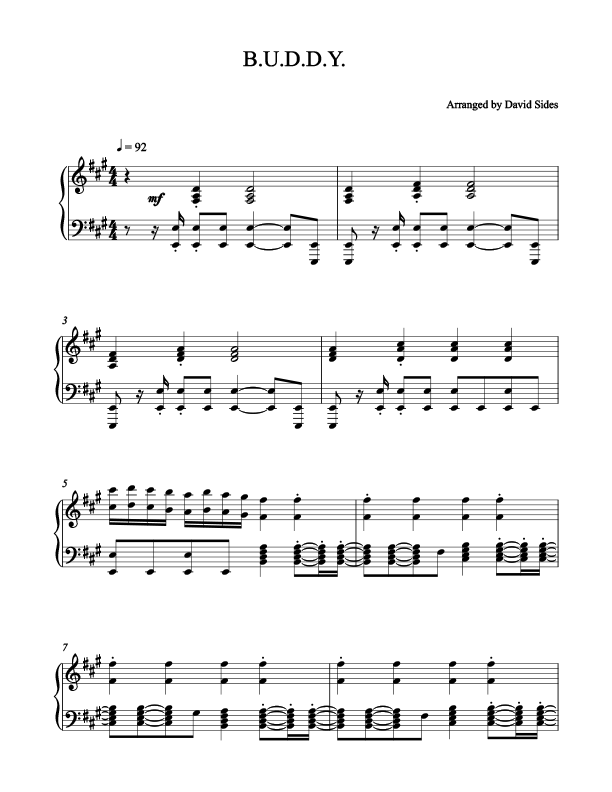 BUDDY Piano Sheet Music
