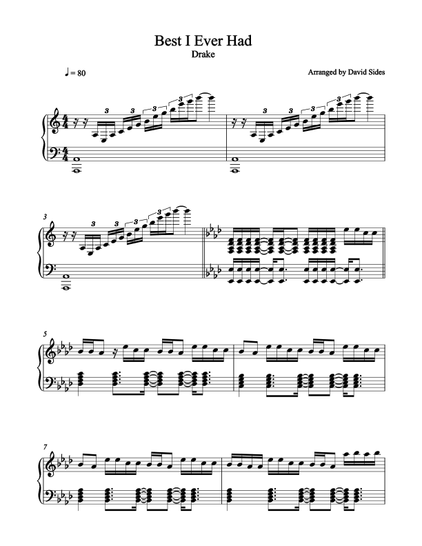 Best I Ever Had Piano Sheet Music