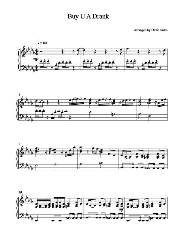 Buy U A Drank Piano Sheet Music