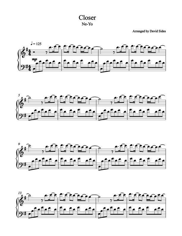 Closer Piano Sheet Music