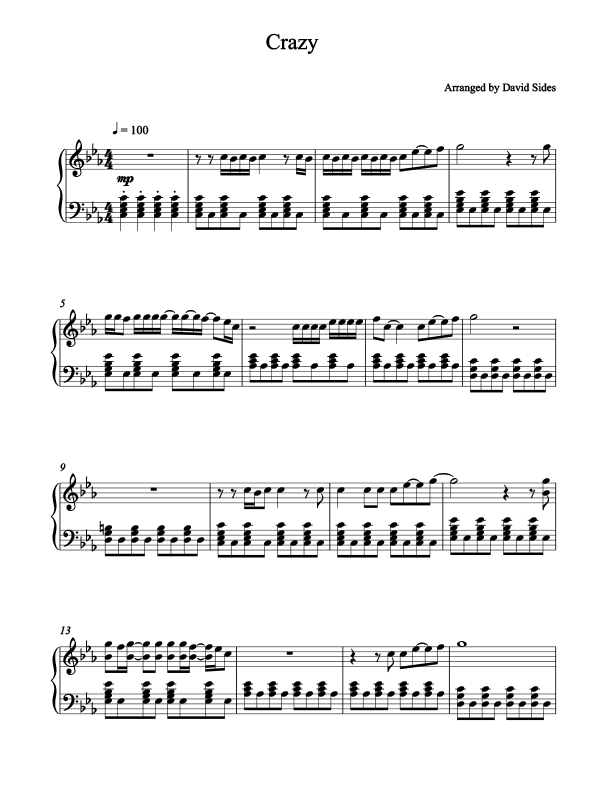 Crazy Piano Sheet Music
