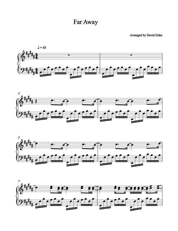 Far Away Piano Sheet Music