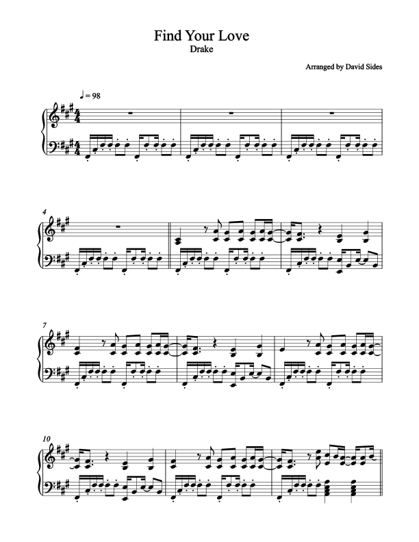 Find Your Love Piano Sheet Music