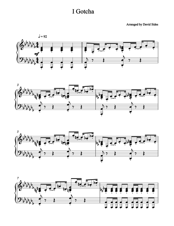 I Gotcha Piano Sheet Music