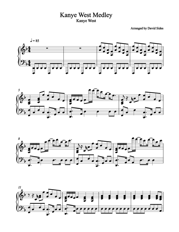 Kanye West Medley Piano Sheet Music