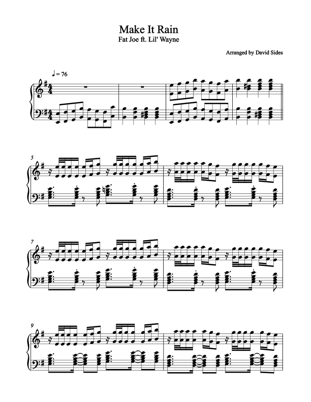 Make It Rain Piano Sheet Music