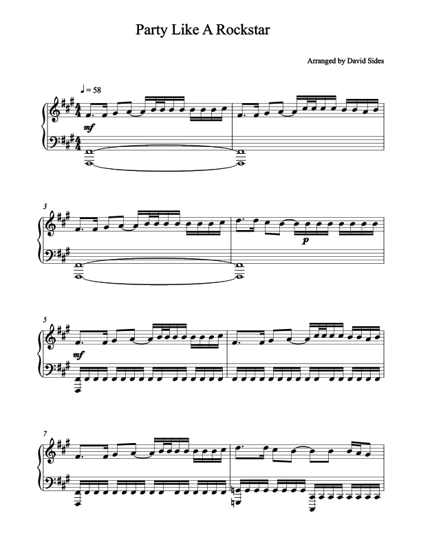 Party Like A Rock Star Piano Sheet Music
