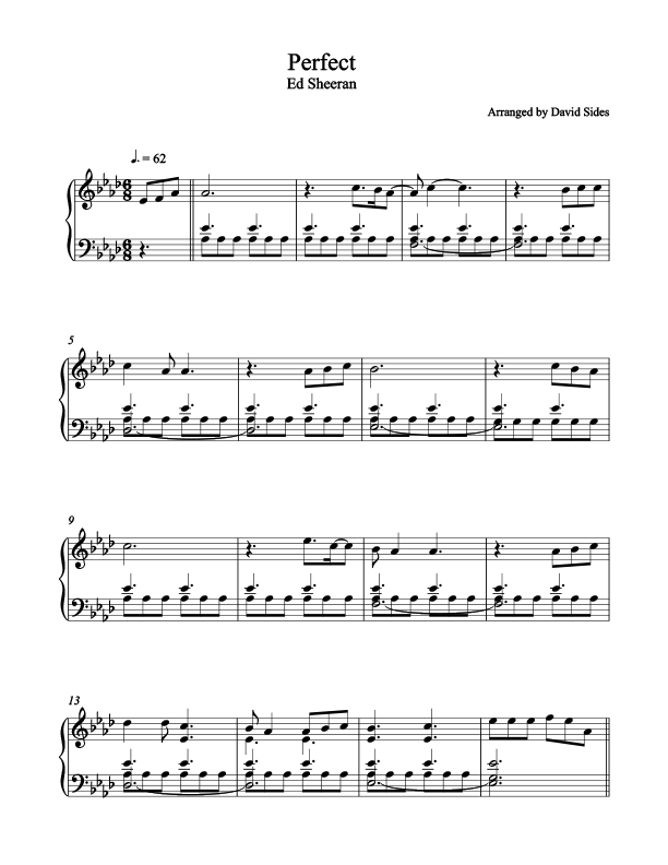 Perfect Piano Sheet Music