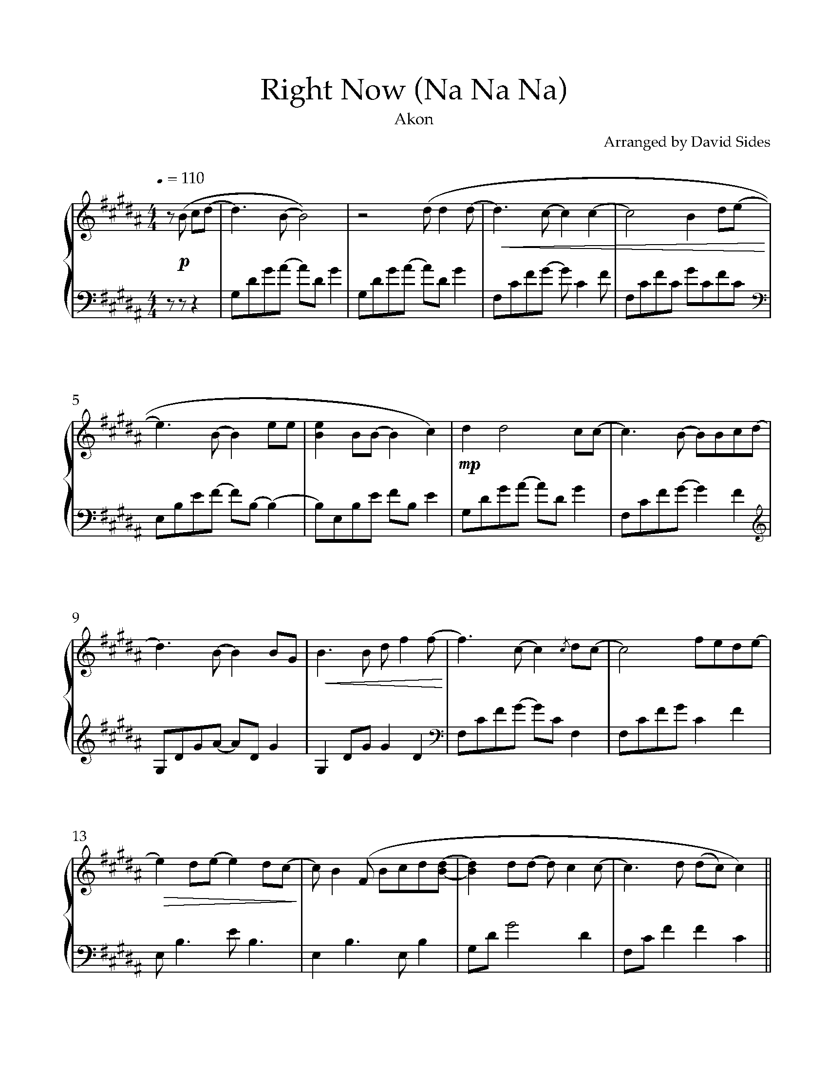 Right Now (Na Na Na) Piano Sheet Music
