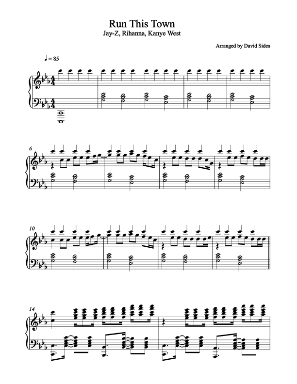 Run This Town Piano Sheet Music
