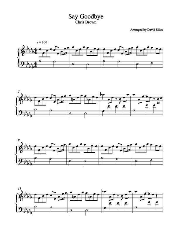 Say Goodbye Piano Sheet Music
