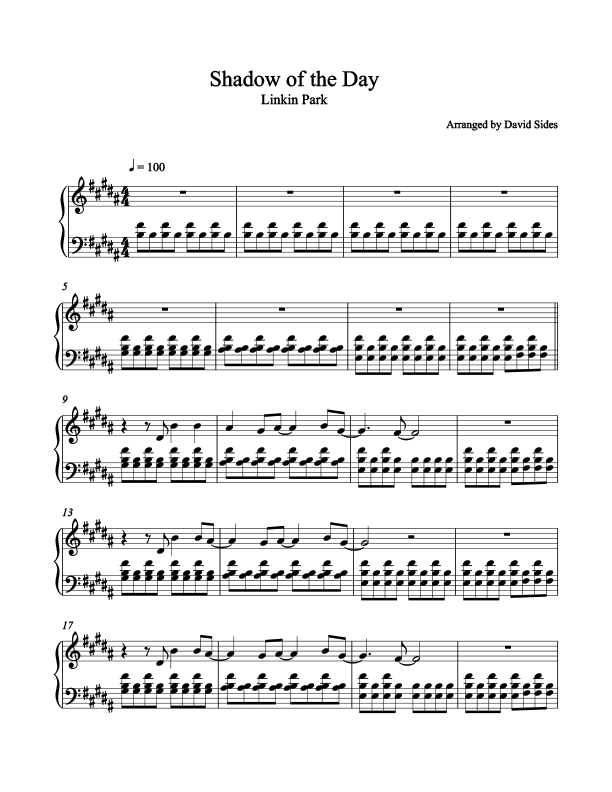 Shadow of the Day Piano Sheet Music