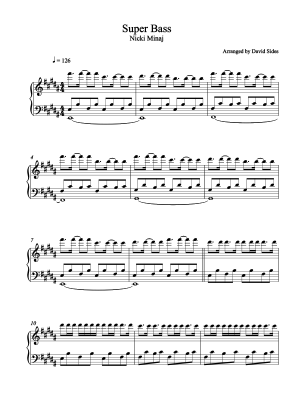 Super Bass Piano Sheet Music