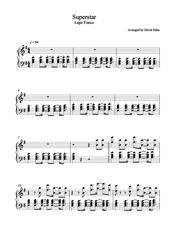 Superstar Piano Sheet Music