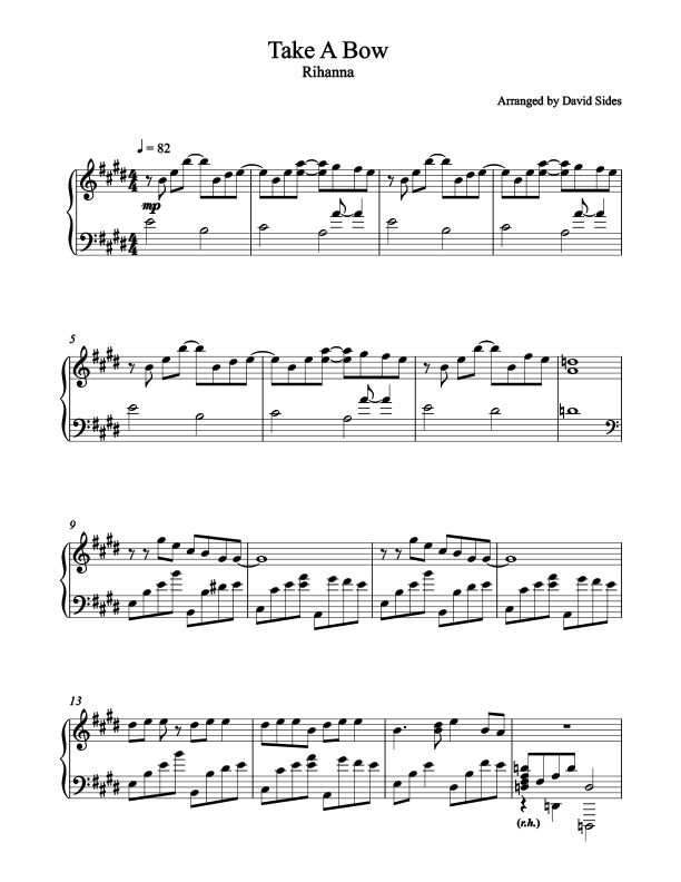 Take A Bow Piano Sheet Music