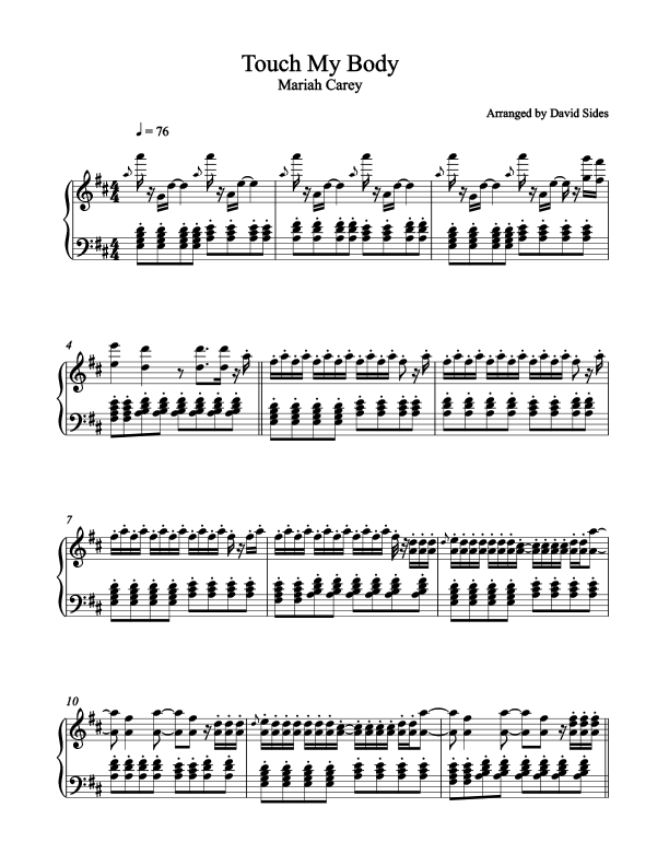 Touch My Body Piano Sheet Music