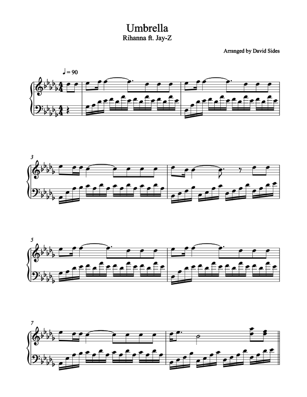 Umbrella Piano Sheet Music