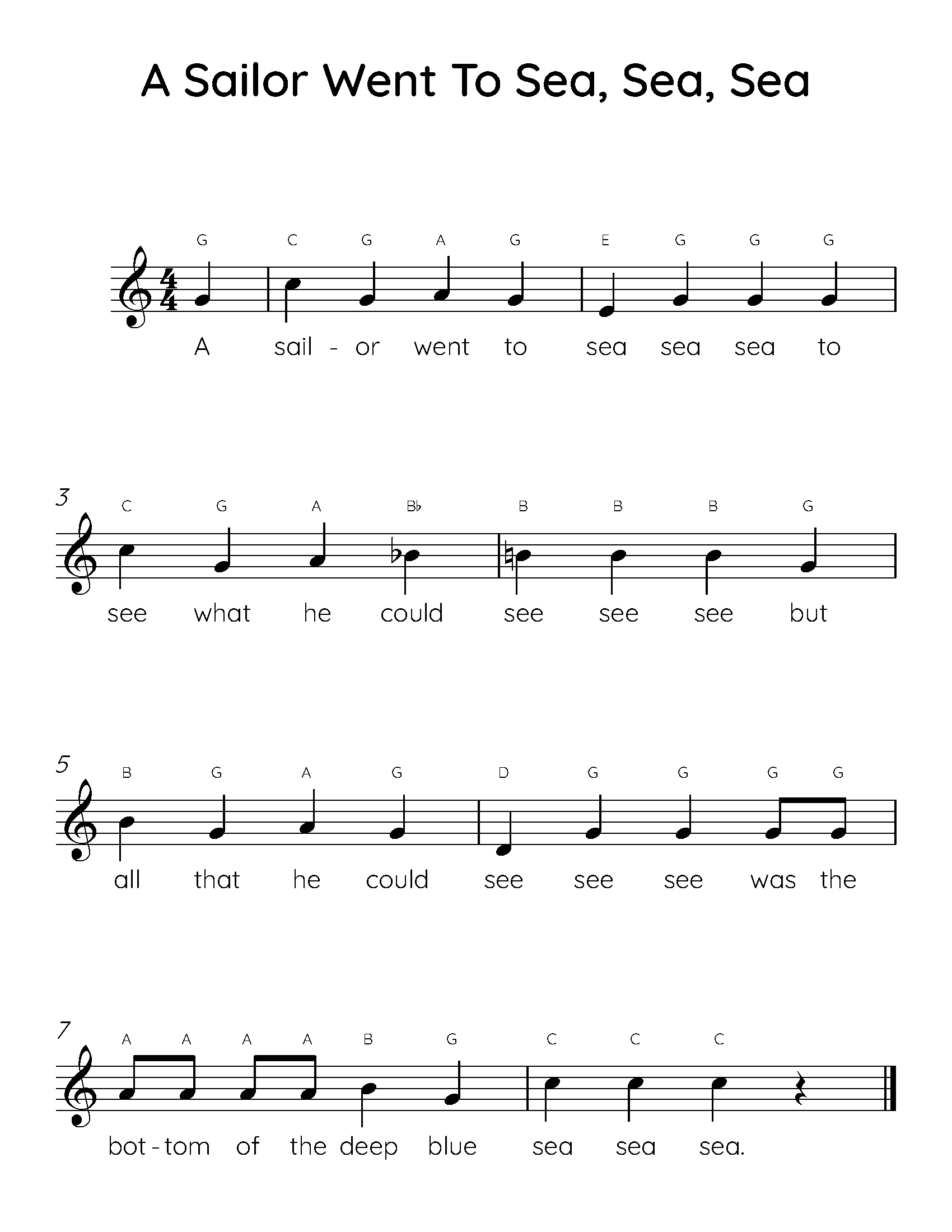 A Sailor Went To Sea Sea Sea Easy Piano Sheet Music A Sailor Went To Sea Sea Sea Easy Piano Sheet Music