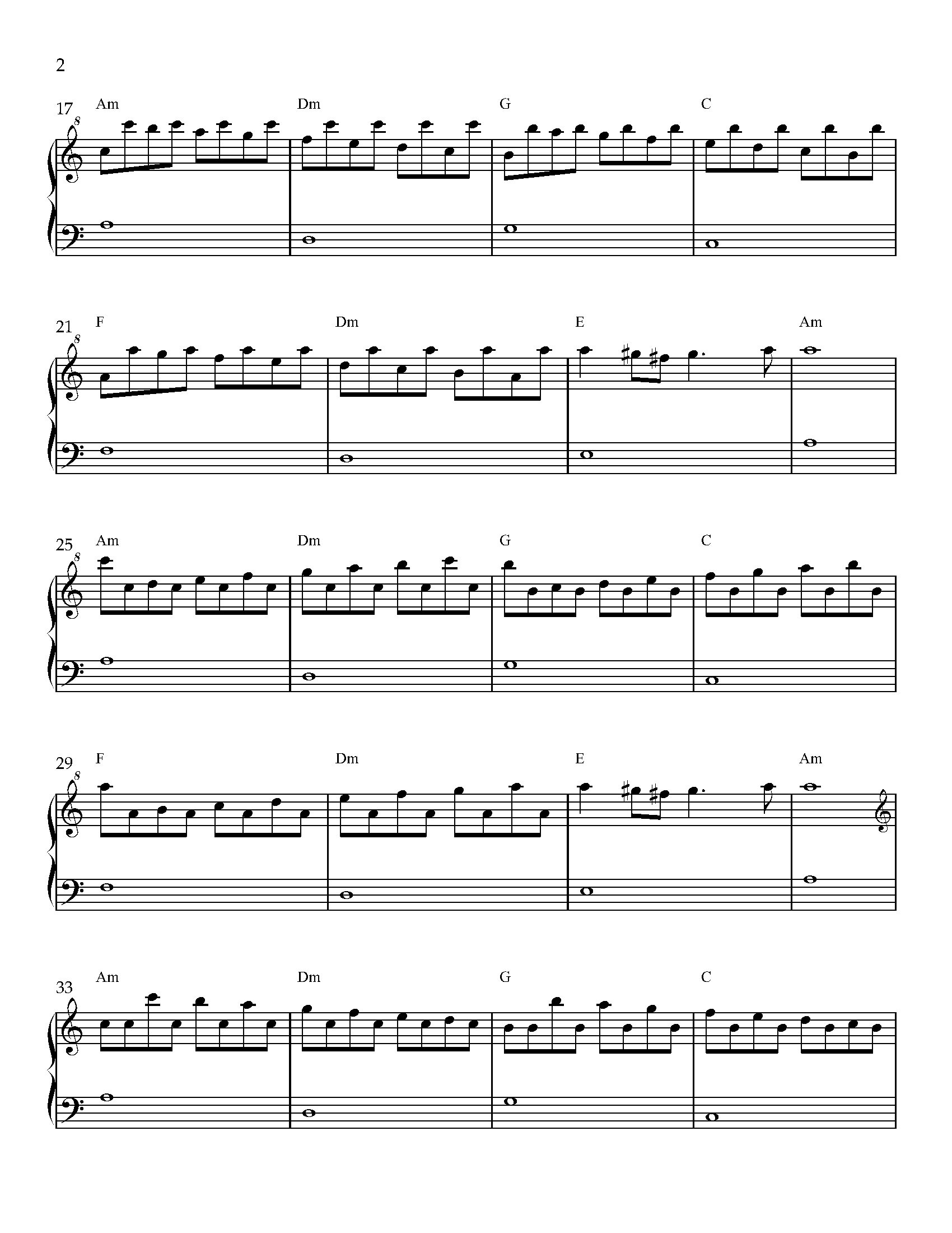 Passacaglia Easy Piano Sheet Music