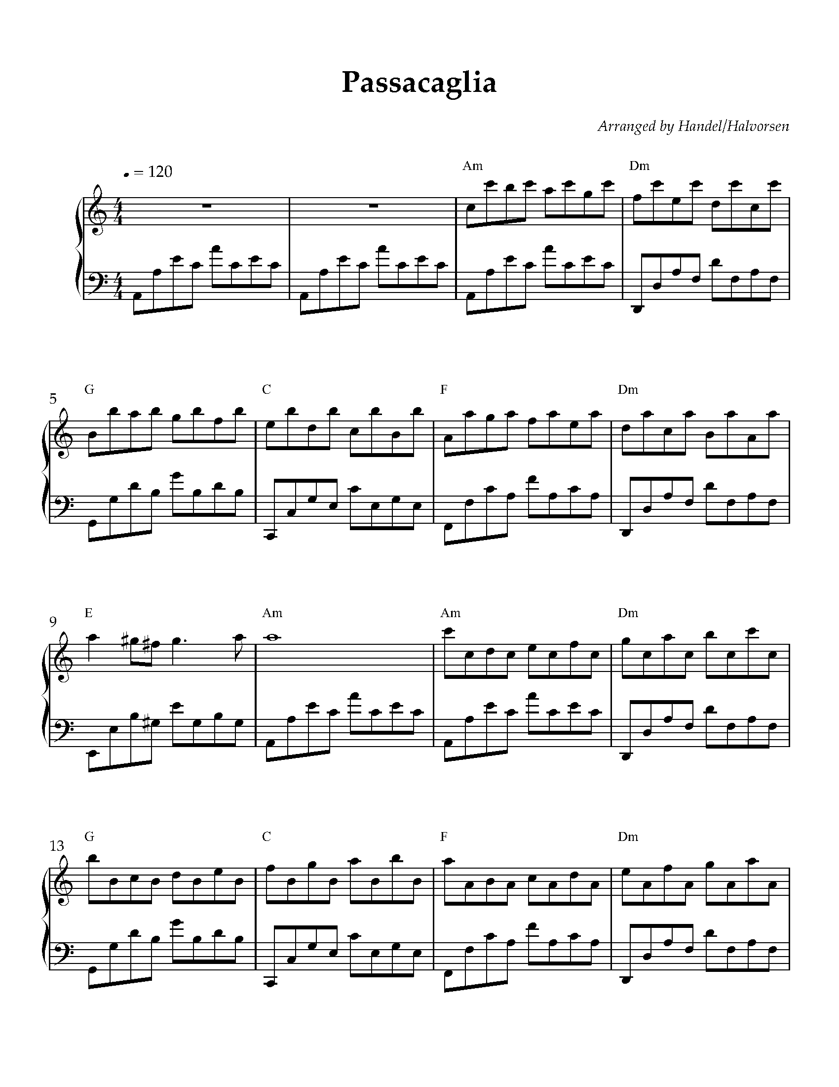Passacaglia Piano Sheet Music