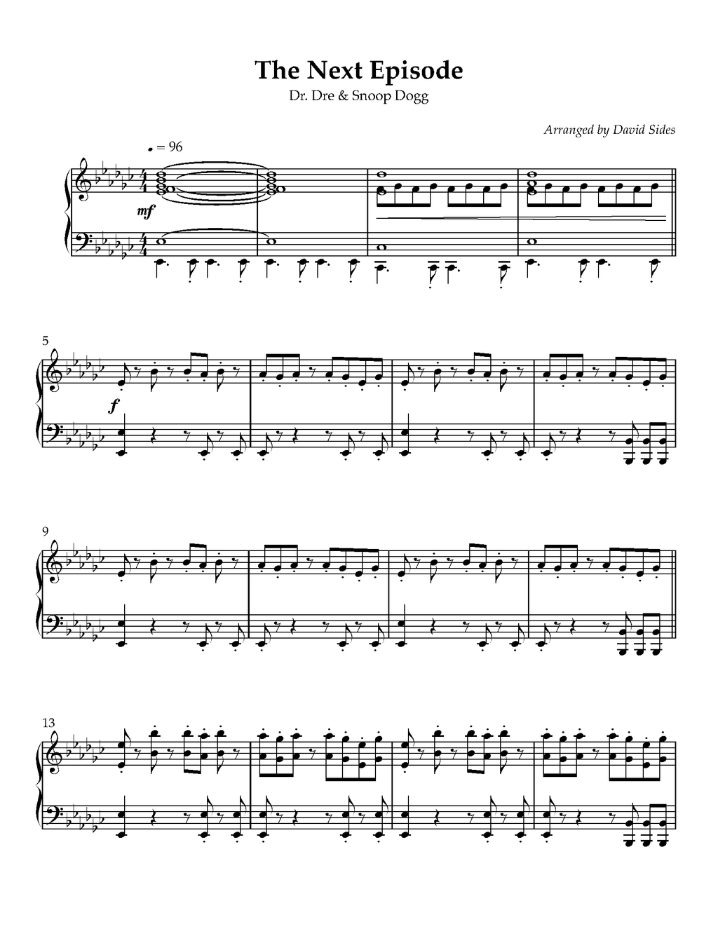 The Next Episode Piano Sheet Music The Next Episode Piano Sheet Music