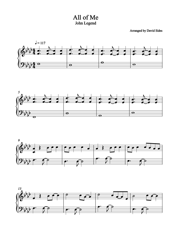 All of Me Piano Sheet Music