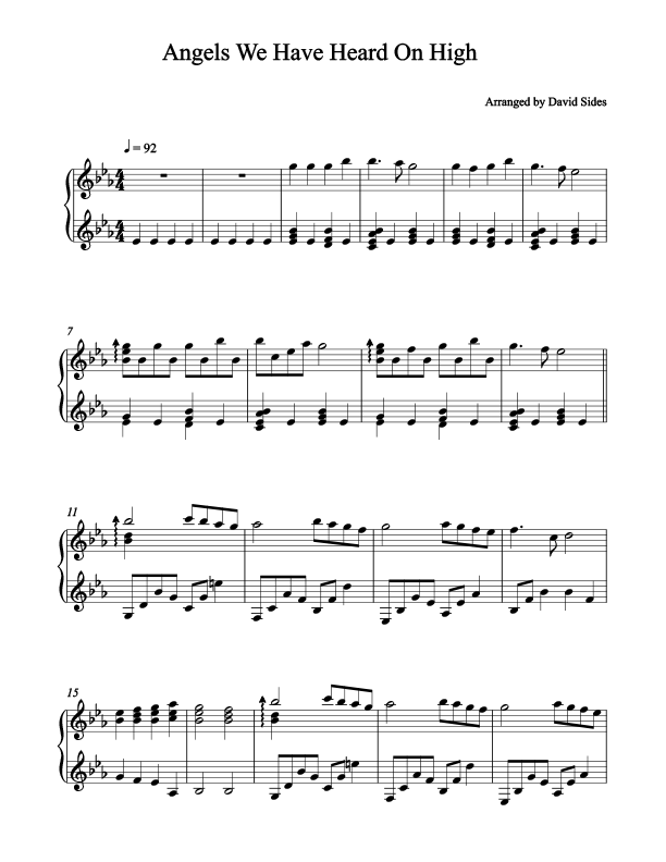 Angels We Have Heard On High - Piano Cover Sheet Music