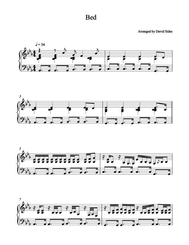 Bed (J. Holiday) - Piano Cover Sheet Music