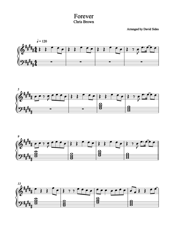 Forever (Chris Brown) - Piano Cover Sheet Music