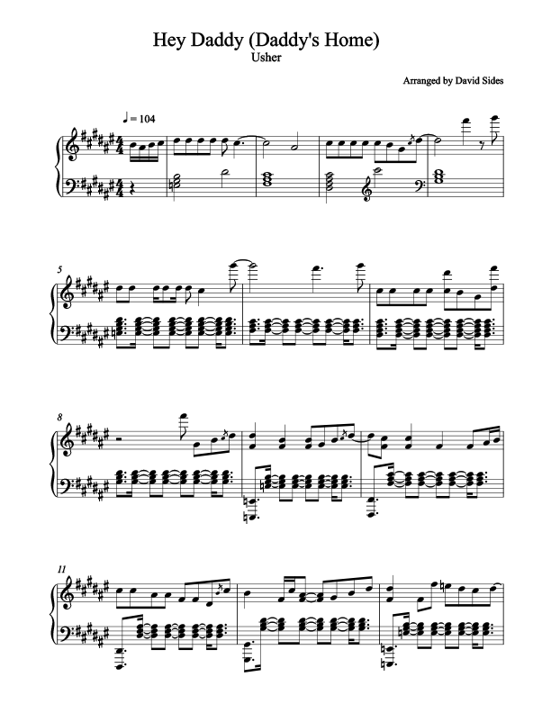 Hey Daddy (Daddy's Home) (Usher) - Piano Cover Sheet Music