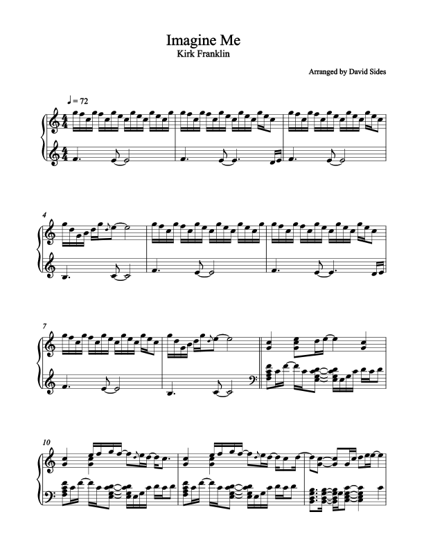 Imagine Me (Kirk Franklin) - Piano Cover Sheet Music
