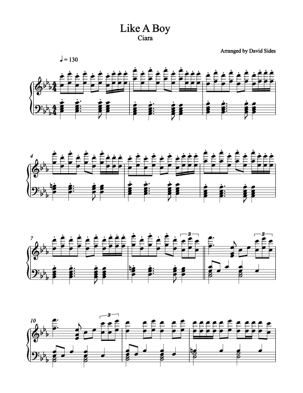 Like A Boy (Ciara) - Piano Sheet Music