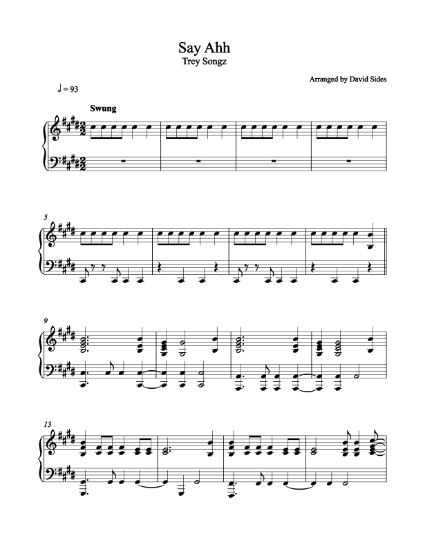 Say Ahh (Trey Songz) - Piano Cover Sheet Music