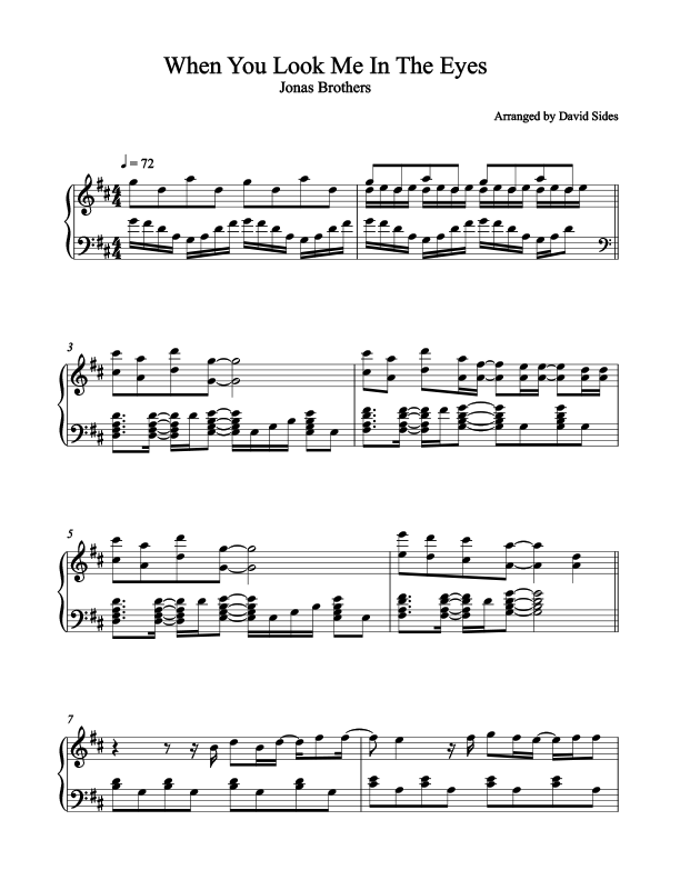 When You Look Me In The Eyes Piano Sheet Music