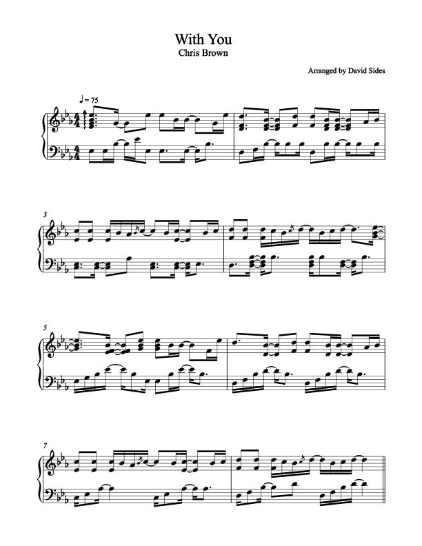 With You (Chris Brown) - Piano Cover Sheet Music