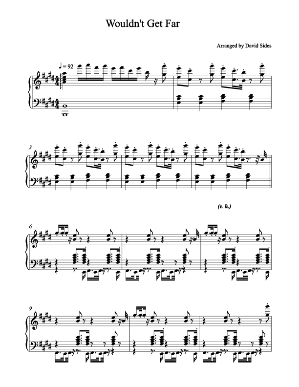 Wouldn't Get Far (The Game ft. Kanye West) - Piano Cover Sheet Music